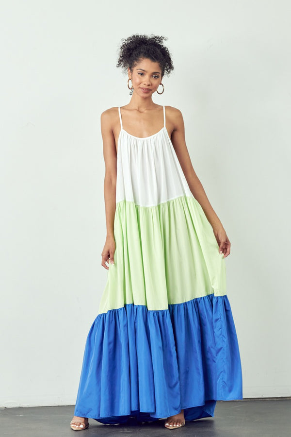 Color Block Maxi Dress With Pockets- Pack of 4