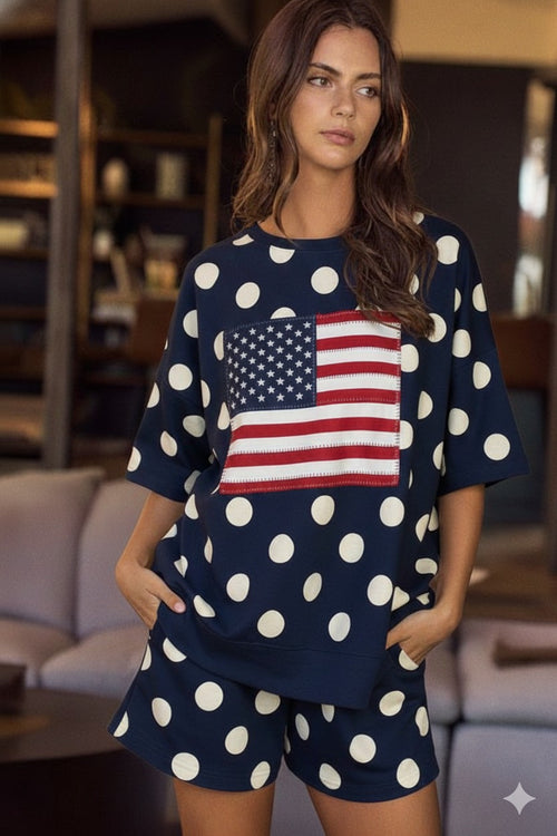 4th Of July American Flag Polka Dots Top - Pack of 7