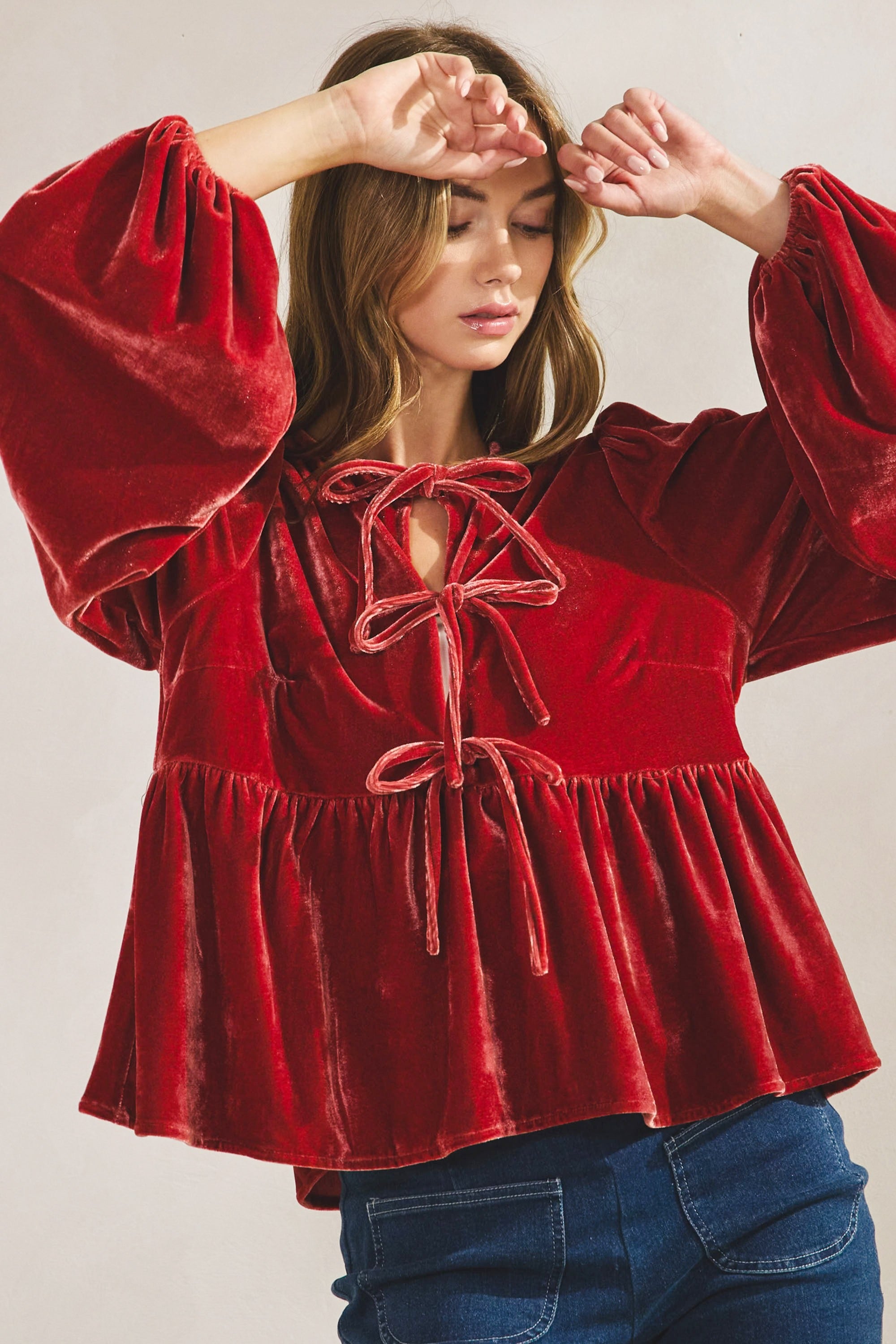 Luxe String Tied Velvet Dressy Top - Pack of 8